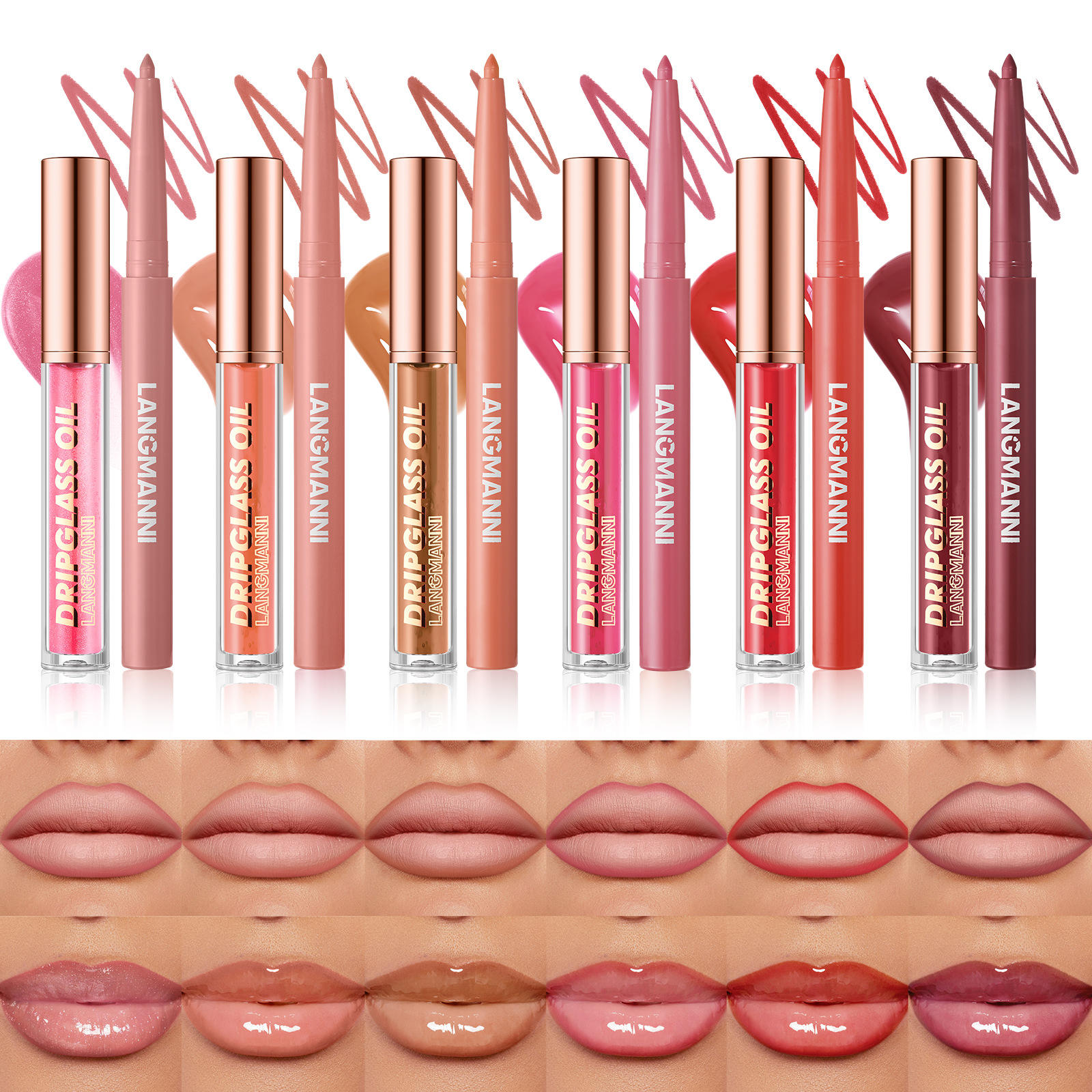 Lip Liner & Lipstick Combo Set — 6 Pairs